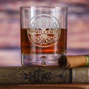 Candylabtoys Family Tree Engraved Crystal Bourbon Glass – Personalized Gift