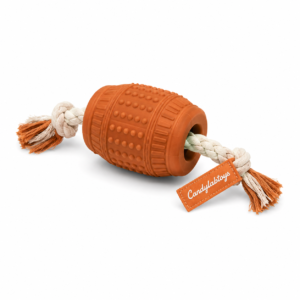 Candylabtoys Rope Tug Barrel Dog Toy – Durable Rubber & Cotton Interactive Chew Toy for Tug-of-War, Fetch & Dental Training