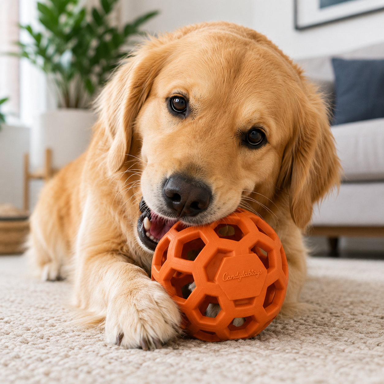 Candylabtoys Honeycomb Dog Ball Toy – Durable Interactive Rubber Fetch & Treat Dispensing Toy for Aggressive Chewers - Image 5